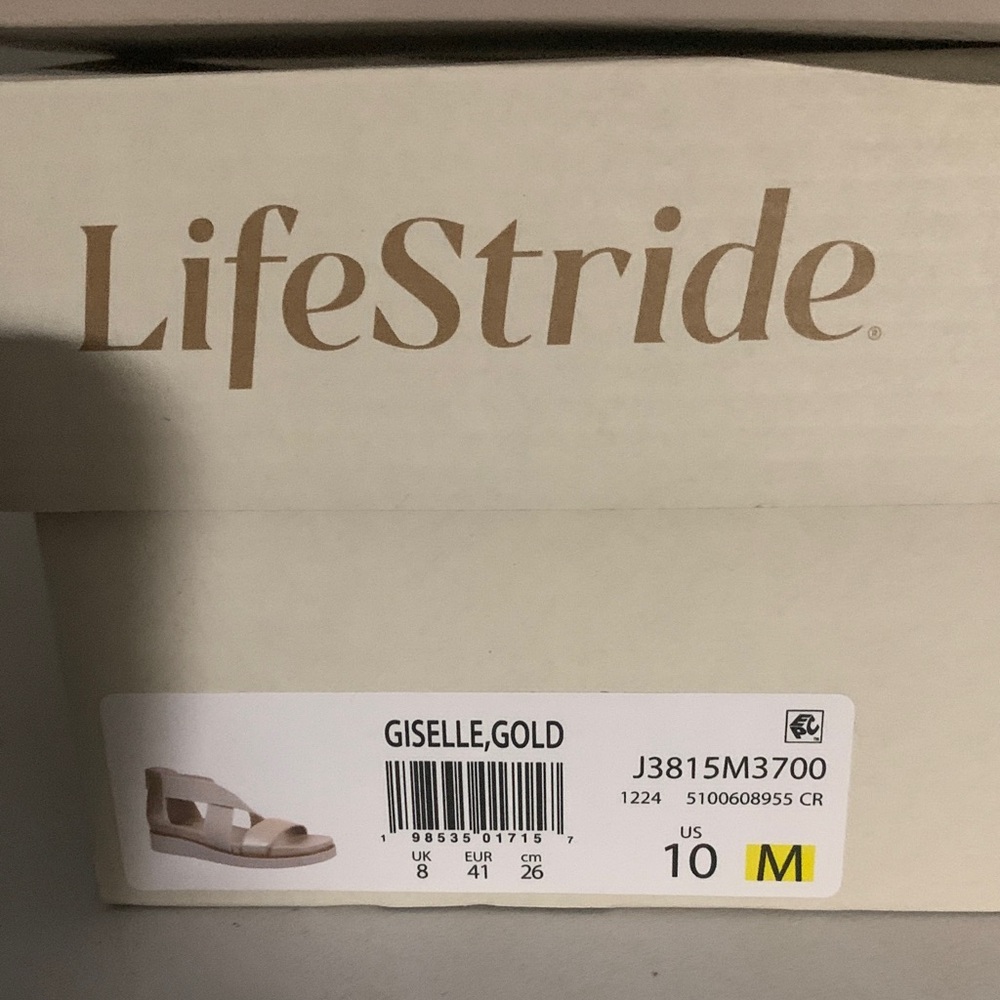 Life Stride Women's Giselle Metallic Gold Sandals - Picture 2 of 4